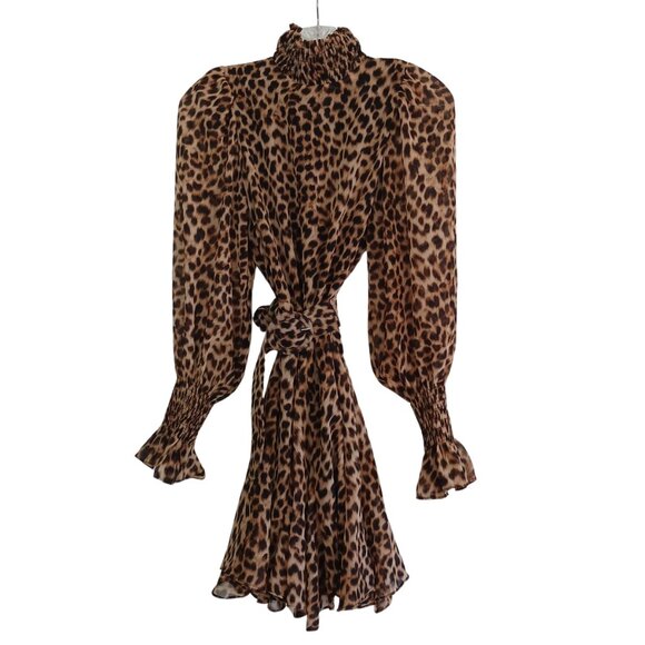 ZARA Leopard Animal Print Belted Mini Dress - Picture 3 of 6